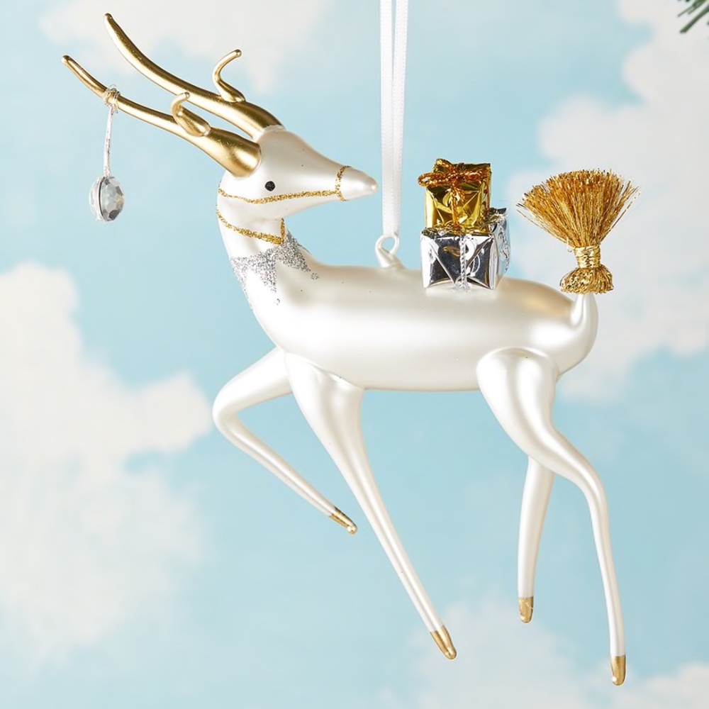 NWT De Carlini Reindeer Deer Gifts Ornament